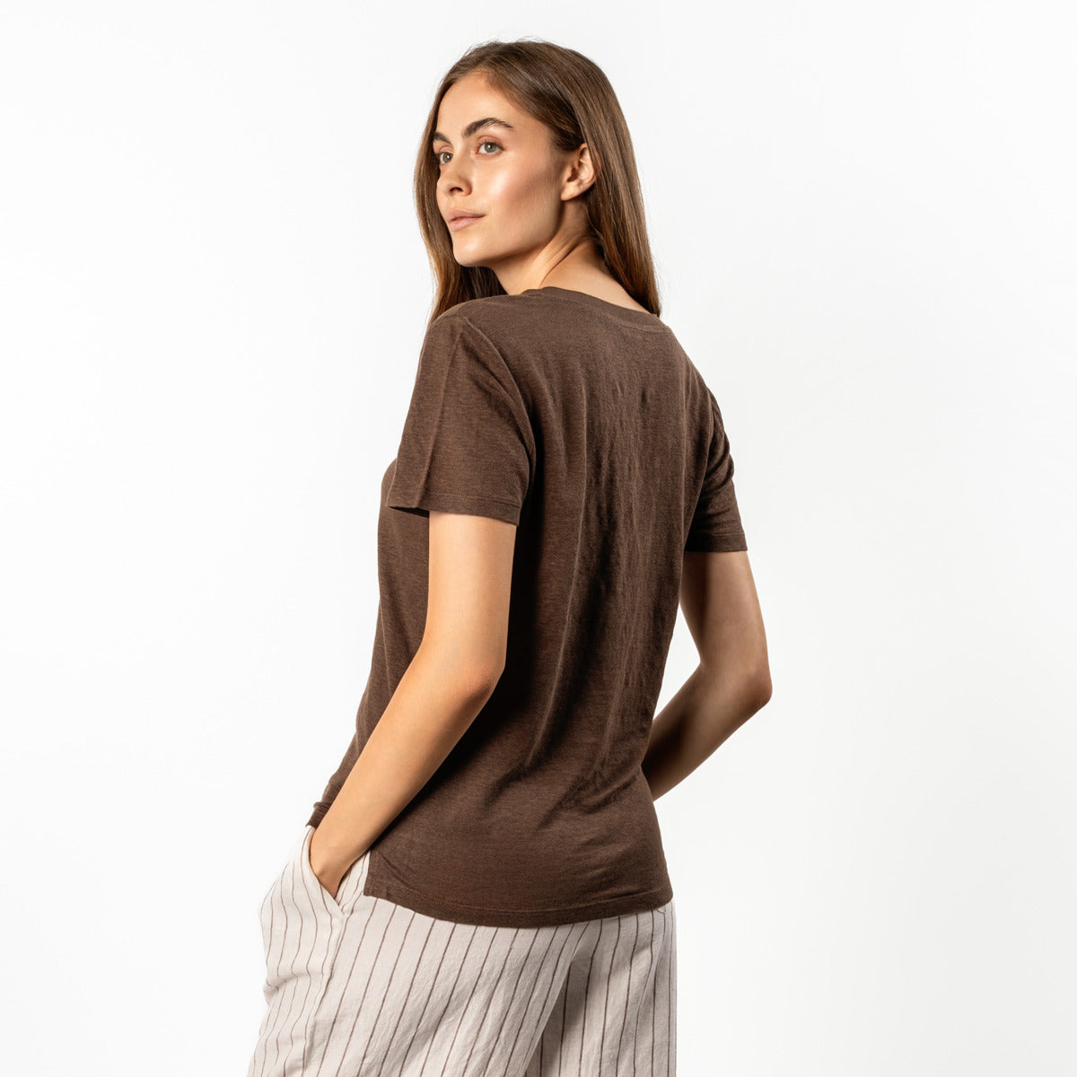 T-shirt col V TALIDA en 100% lin - LIVING CRAFTS