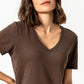 T-shirt col V TALIDA en 100% lin - LIVING CRAFTS