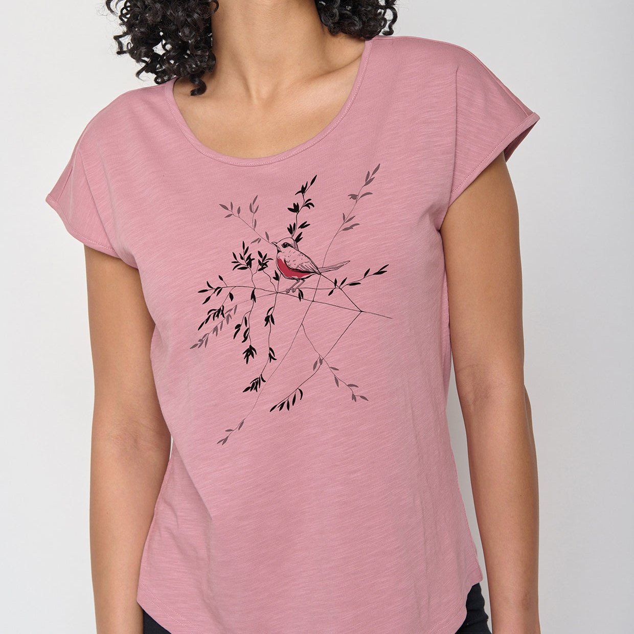 T-shirt oiseau sur une branche en coton bio - GREENBOMB