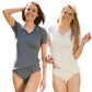 Maillot manches courtes 100% coton bio col V dentelle - ENGEL