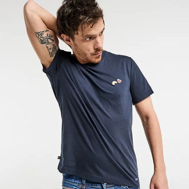 T-shirt brodé BARTHELEMIEN café et croissant - LA GENTLE FACTORY