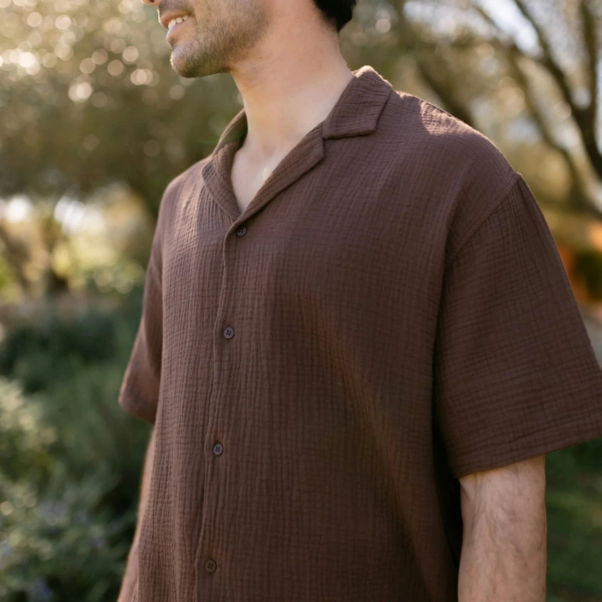 Chemise homme à manches courtes en gaze de coton bio LARS - NORDLICHT