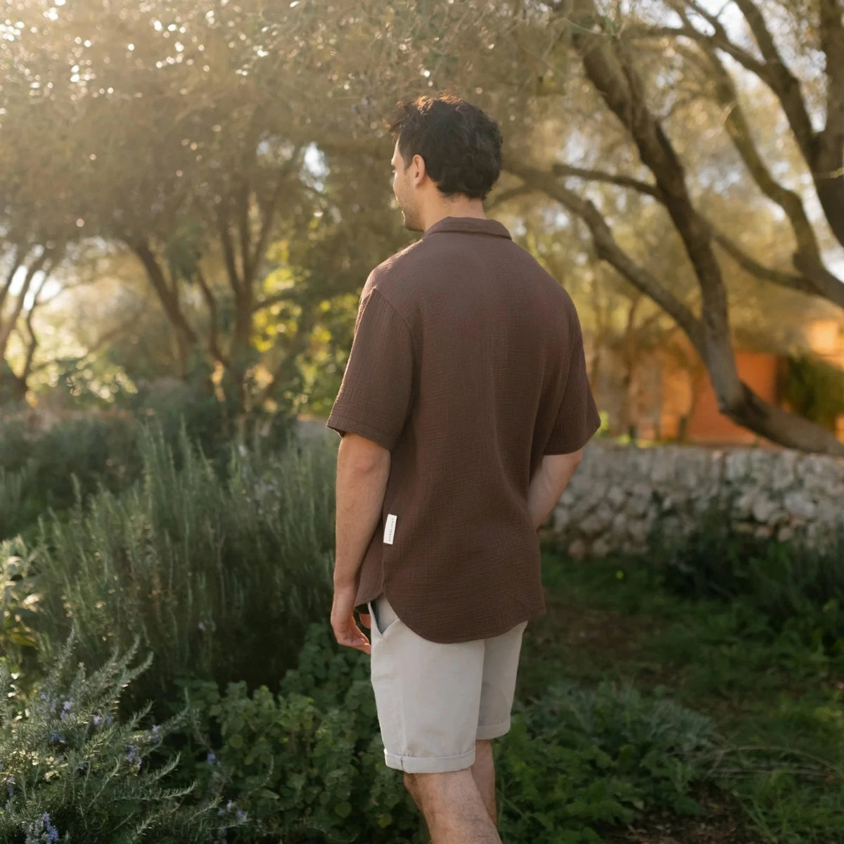 Chemise homme à manches courtes en gaze de coton bio LARS - NORDLICHT