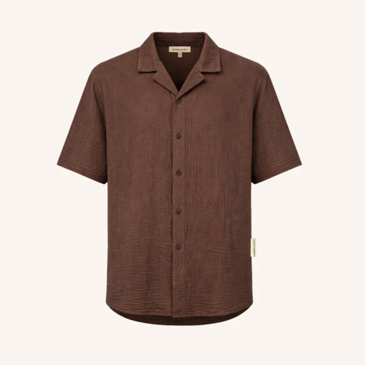 Chemise homme à manches courtes en gaze de coton bio LARS - NORDLICHT