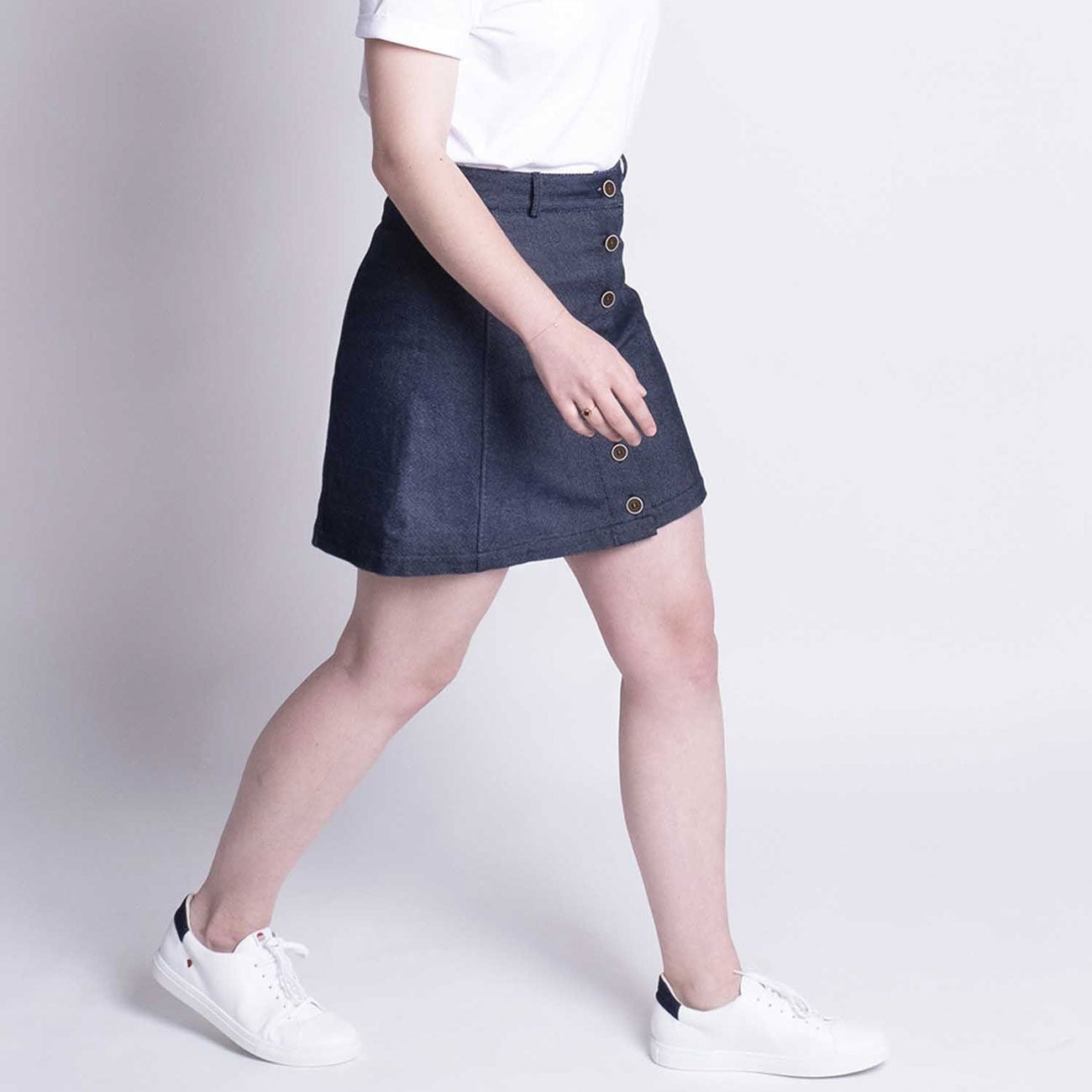 Jupe jeans boutonnée - 1083 x LES HIRONDELLES