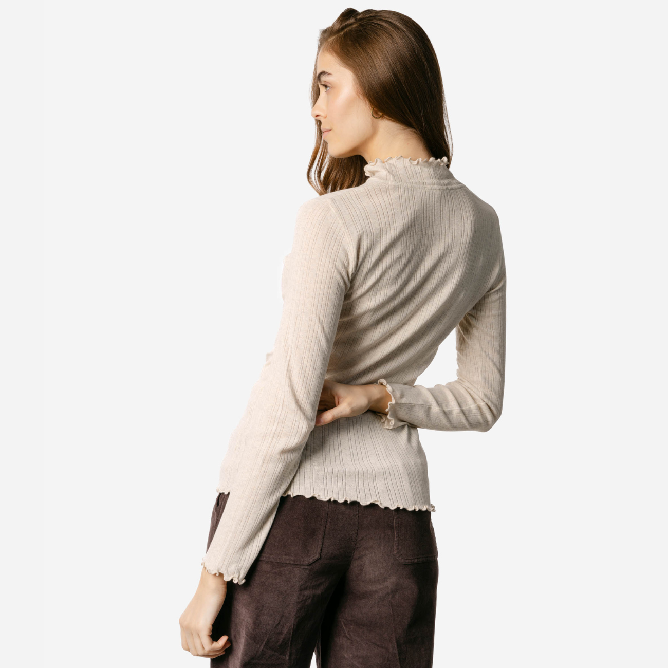 Top cotelé BERENICE col montant 100% coton bio - LIVING CRAFTS