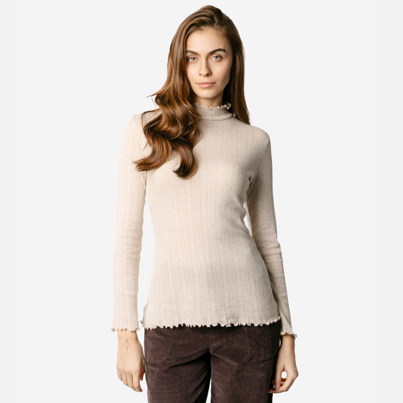 Top cotelé BERENICE col montant 100% coton bio - LIVING CRAFTS