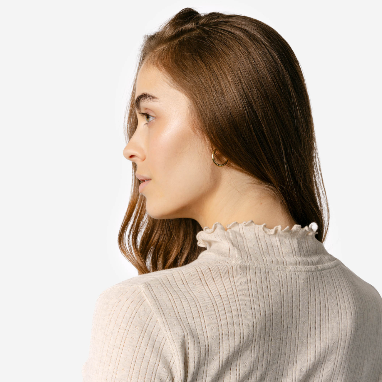Top cotelé BERENICE col montant 100% coton bio - LIVING CRAFTS