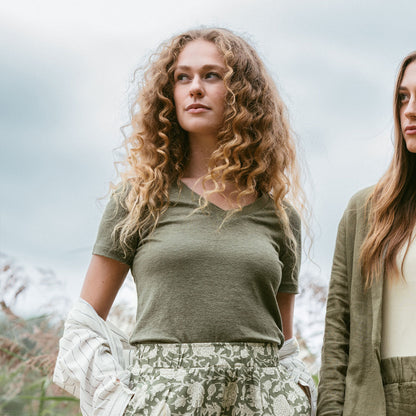 T-shirt col V TALIDA en 100% lin - LIVING CRAFTS