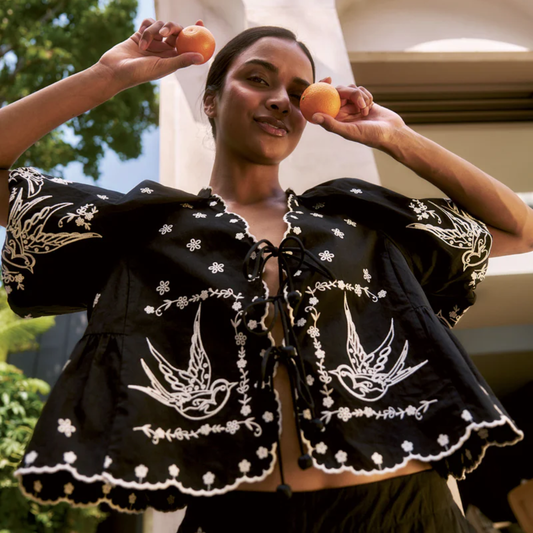 Blouse brodée à nouer BEATRIX - KOMODO