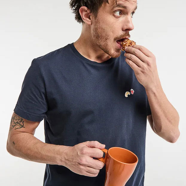 T-shirt brodé BARTHELEMIEN café et croissant - LA GENTLE FACTORY