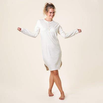 Chemise de nuit boutonnée DOMINIQUE en coton bio - LIVING CRAFTS