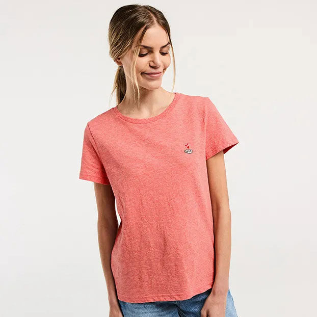 T-shirt BRUNE brodé tasse cœur 100% coton bio - LA GENTLE FACTORY